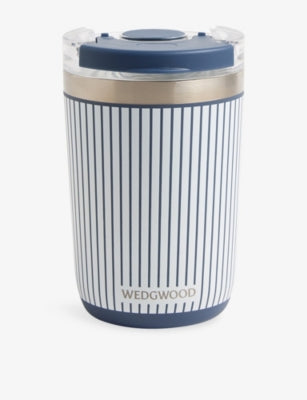Wedgwood Gio Blue Stripe stainless steel tumbler 350ml - British product