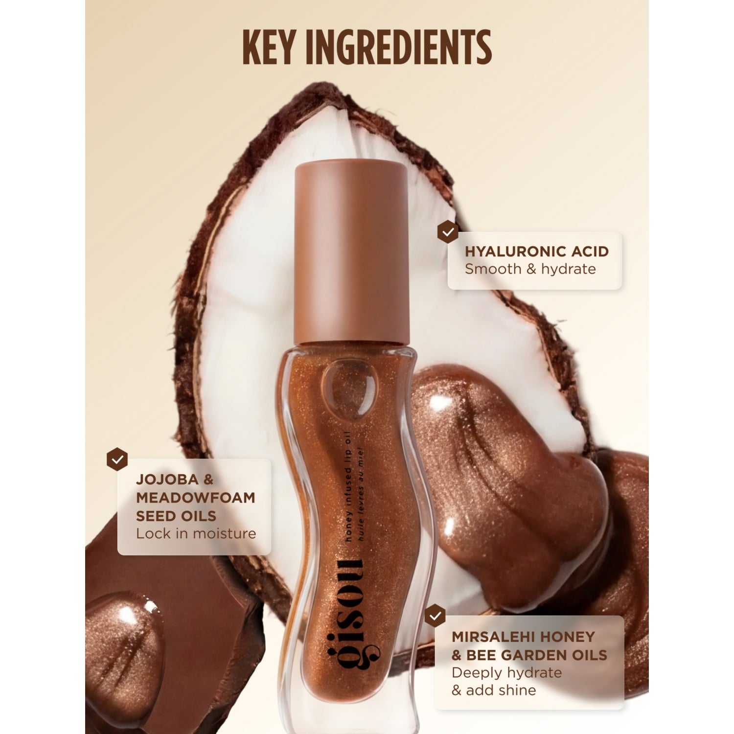 Gisou honey infused lip oil 8ml with applicator - British product