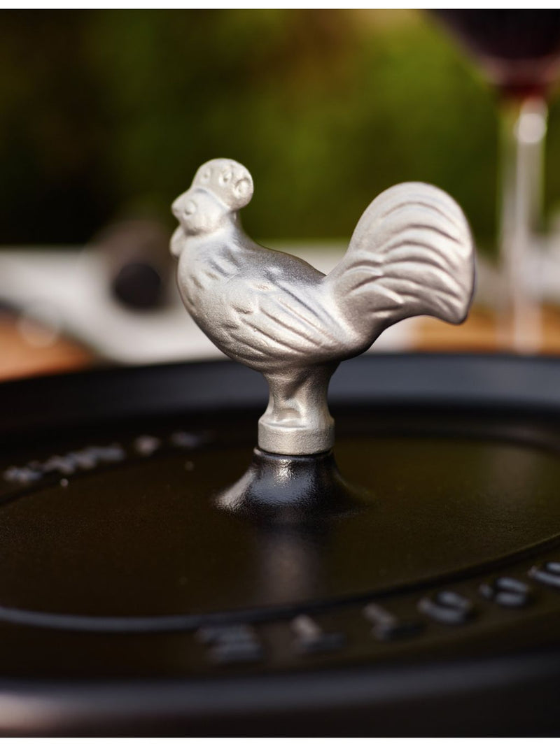 Staub stainless steel cockerel knob 7.5cm - British product