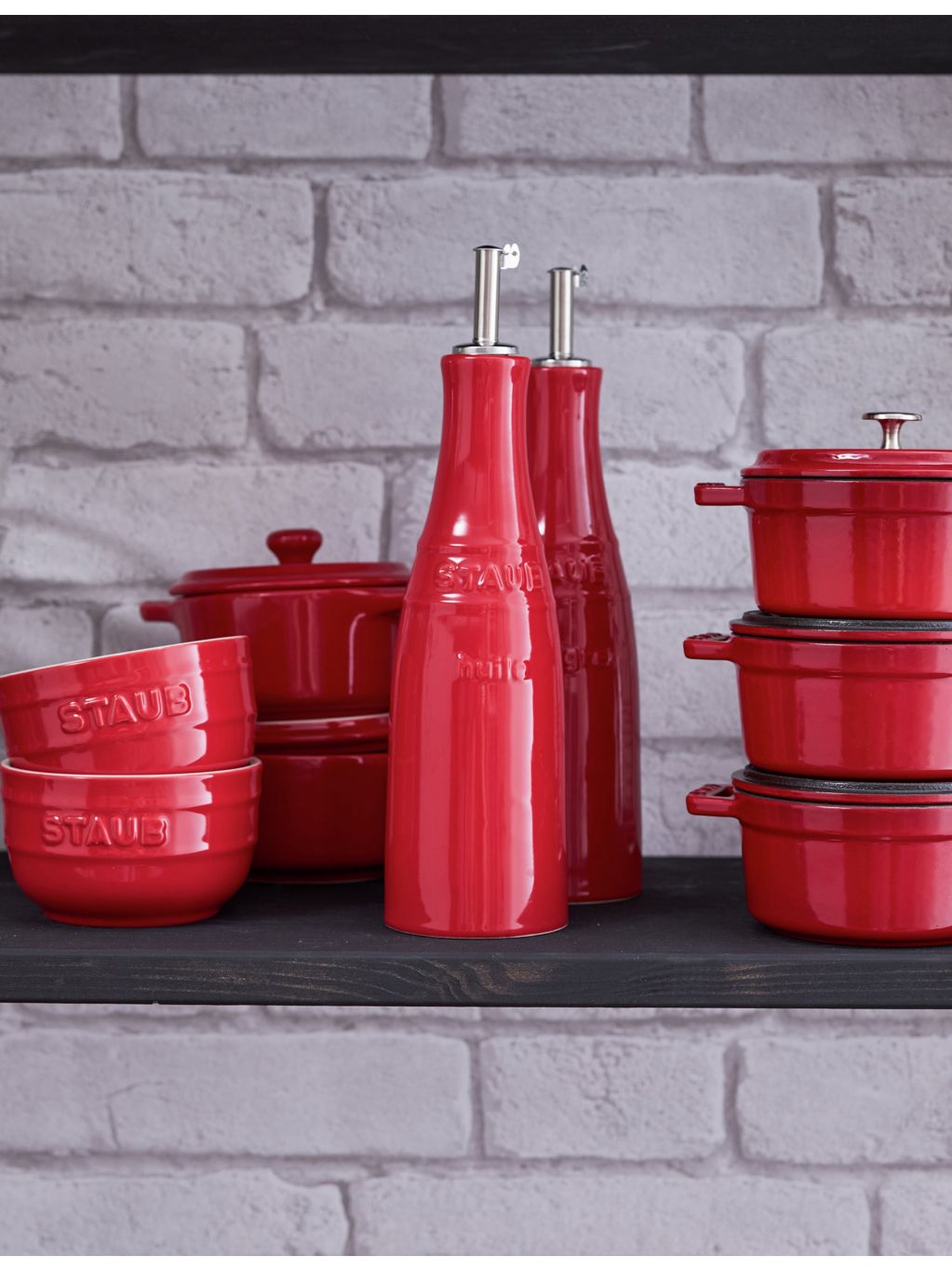 Staub ceramic oil and vinegar cruet set, imported from the UK
