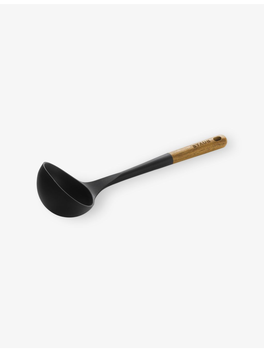Staub silicone soup ladle with acacia wood handle, UK version