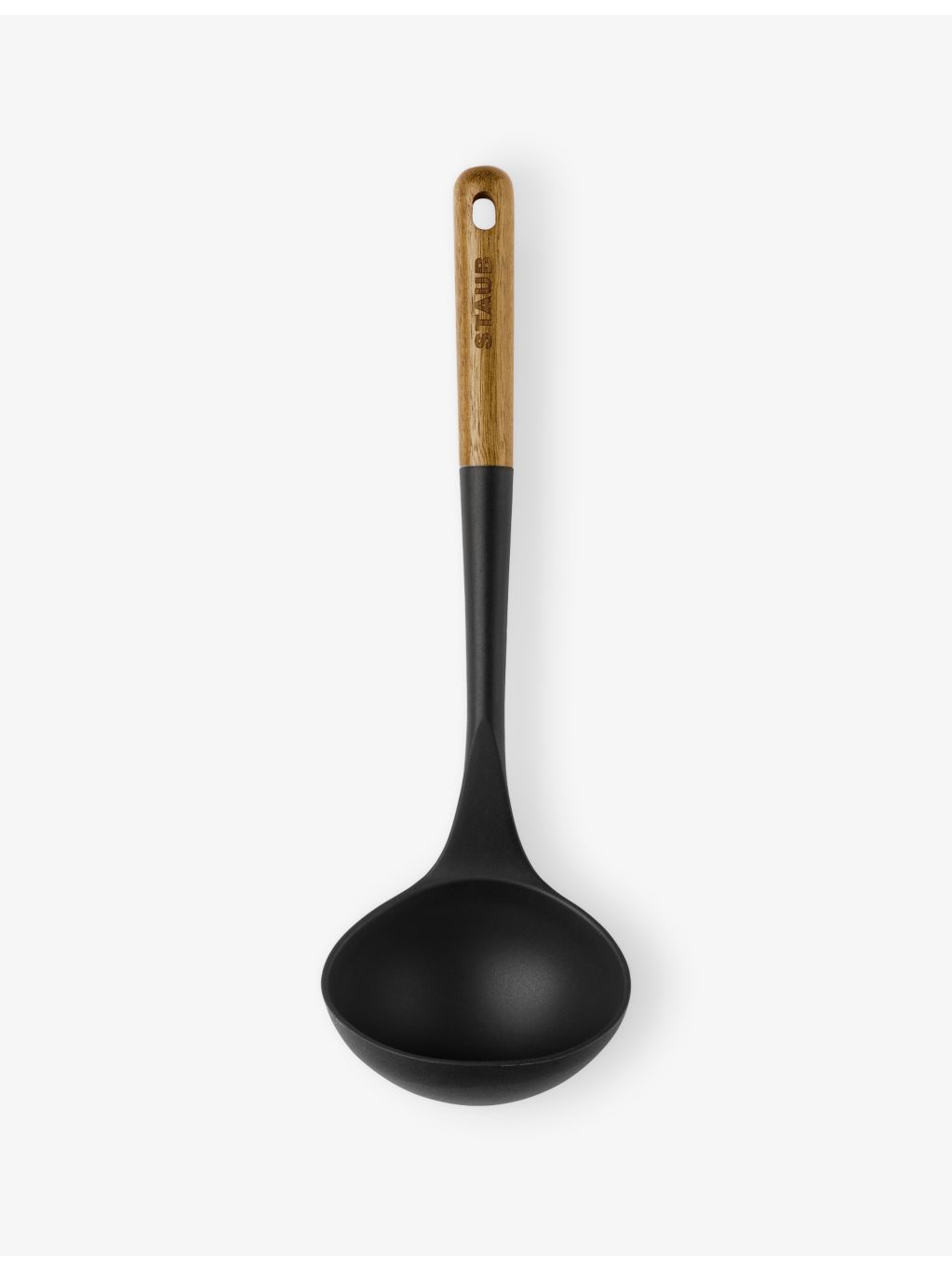 Staub silicone soup ladle with acacia wood handle, UK version