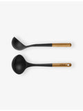 Staub silicone soup ladle with acacia wood handle, UK version