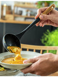 Staub silicone soup ladle with acacia wood handle, UK version