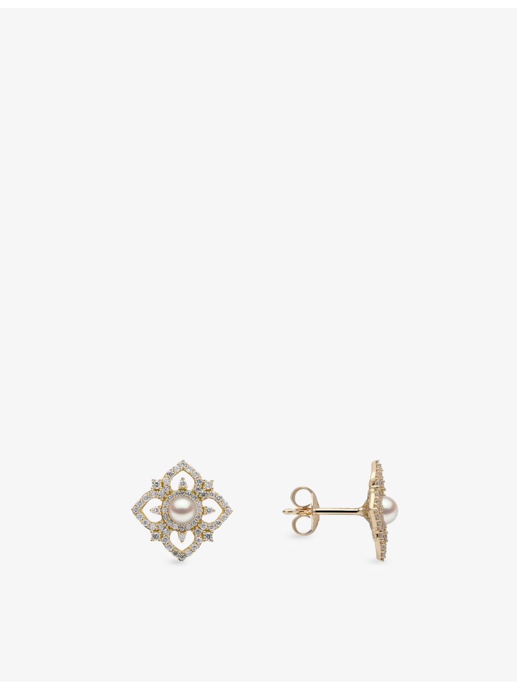 Yoko London Petal 18ct gold diamond and Akoya pearl earrings (British brand)