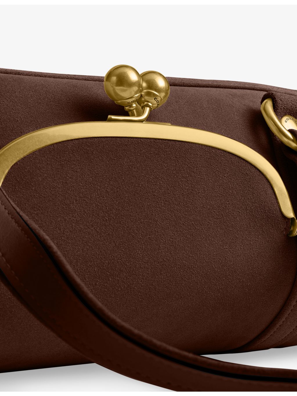 Coach kisslock barrel suede shoulder bag 33.6cm, UK version