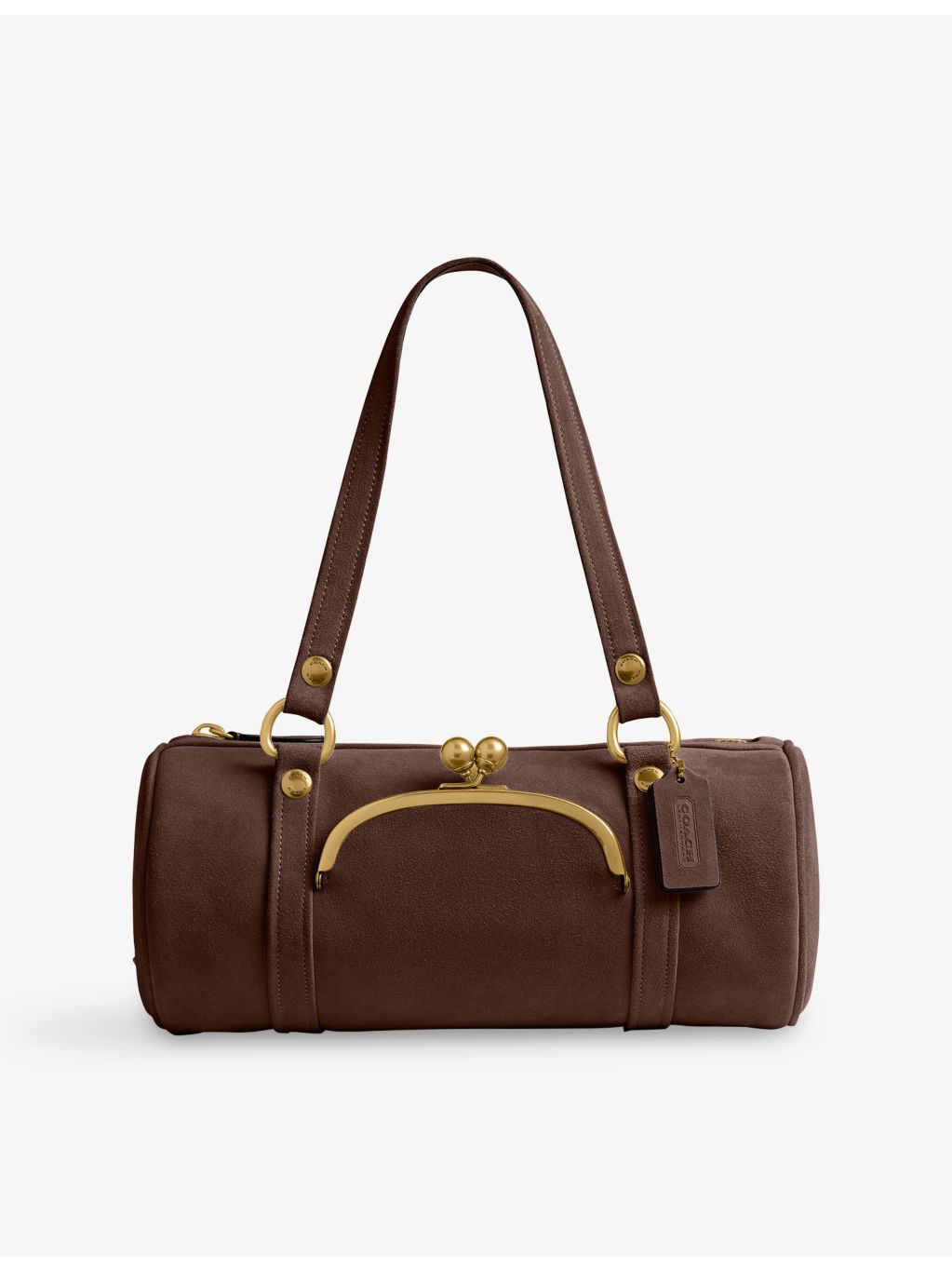 Coach kisslock barrel suede shoulder bag 33.6cm, UK version
