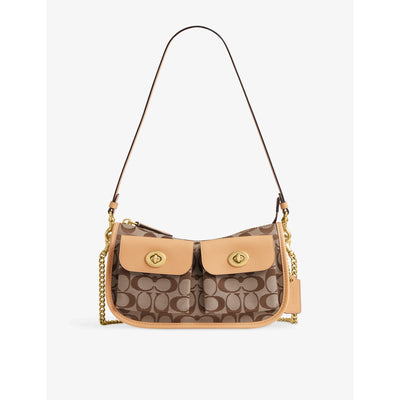 selfridges Coach Signature Twin Turnlock Waverly Canvas Shoulder Bag- Buy online at McGrocer