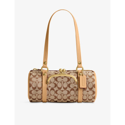 selfridges Coach Kisslock Barrel Canvas Shoulder Bag- Buy online at McGrocer