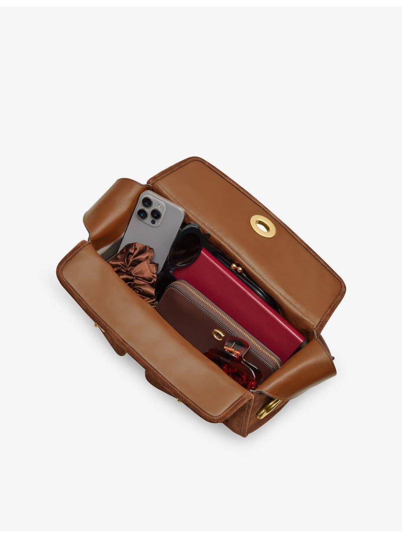 Coach Turnlock Haversack suede shoulder bag, imported from the UK