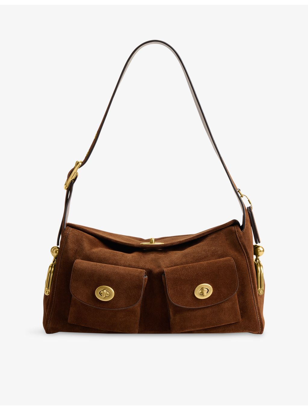 Coach Turnlock Haversack suede shoulder bag, imported from the UK