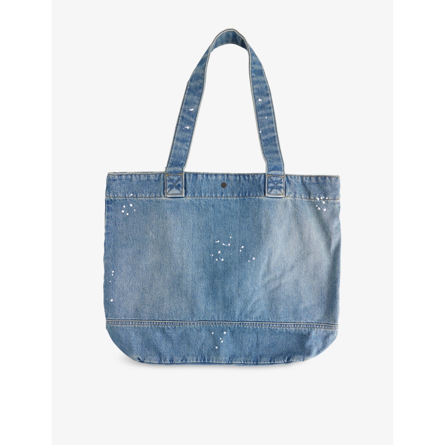 Carhartt WIP logo-patch paint-splatter denim tote, imported from the UK