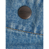Carhartt WIP logo-patch paint-splatter denim tote, imported from the UK