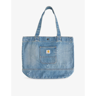 selfridges Carhartt WIP Logo-Patch Paint-Splatter Denim Tote Bag- Buy online at McGrocer