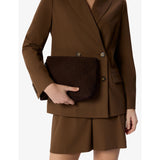 Whistles Avah zipped suede clutch, imported from the UK