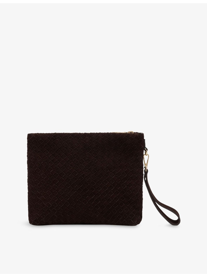 Whistles Avah zipped suede clutch, imported from the UK