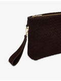 Whistles Avah zipped suede clutch, imported from the UK