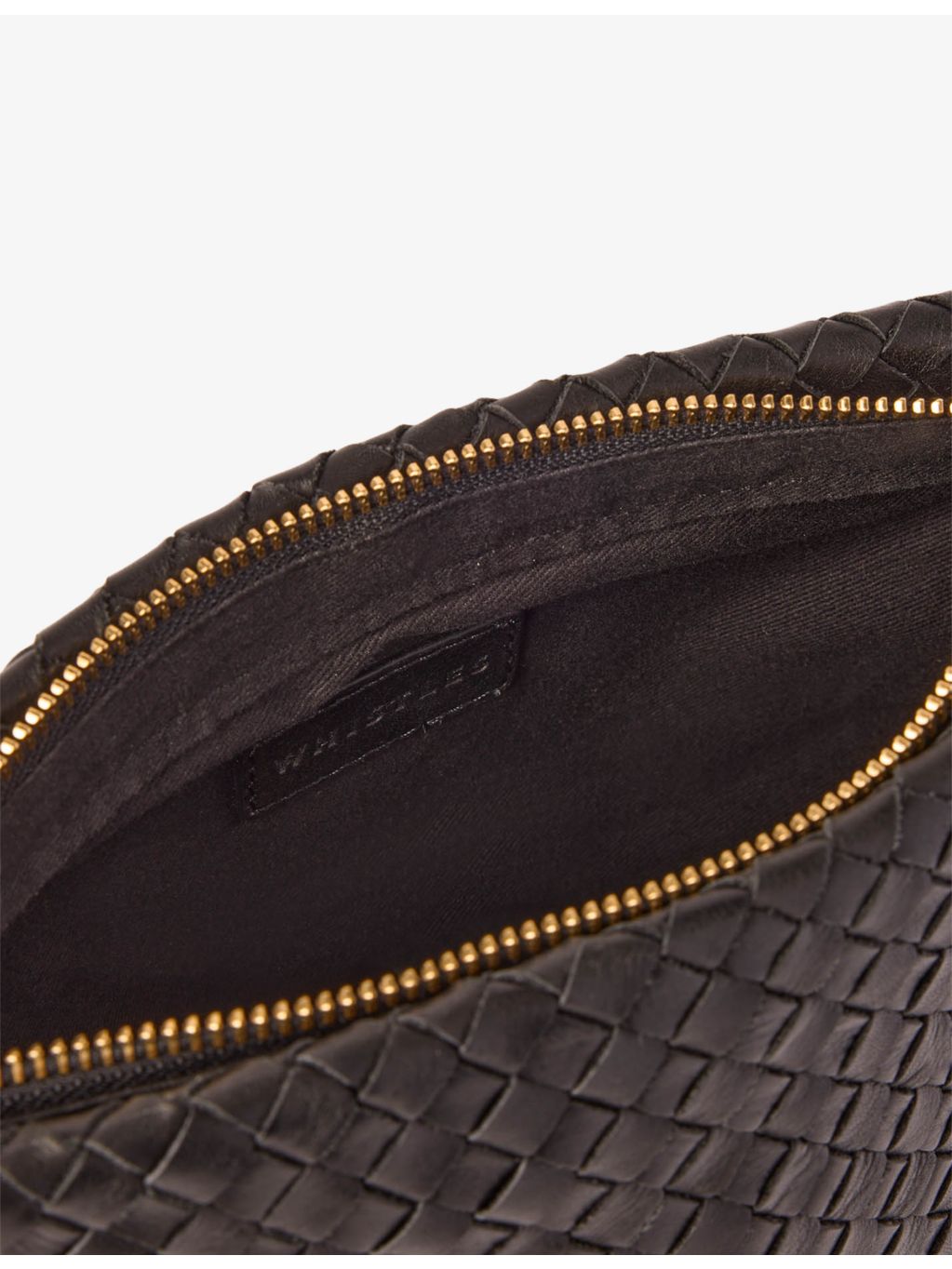 Whistles Avah woven leather clutch, imported from the UK