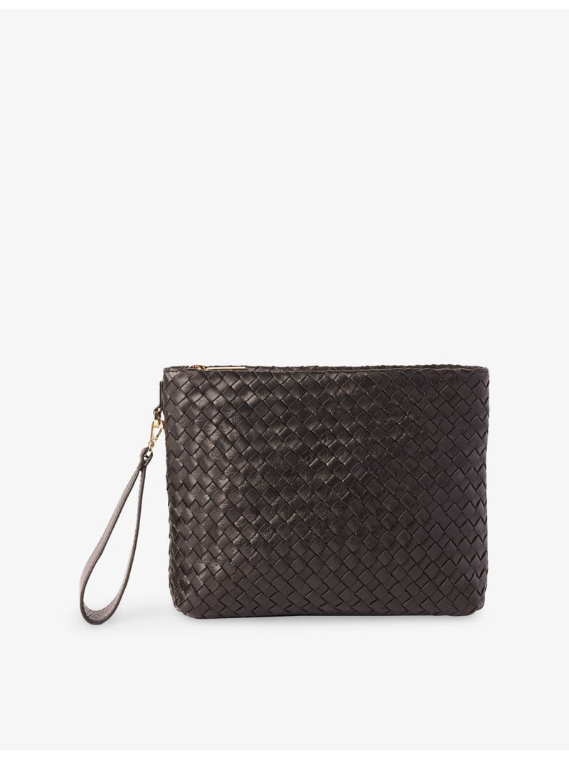 Whistles Avah woven leather clutch, imported from the UK
