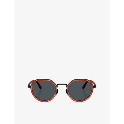 selfridges Giorgio Armani AR6181 Round-Frame Acetate and Metal Sunglasses in Tortoiseshell- Buy online at McGrocer