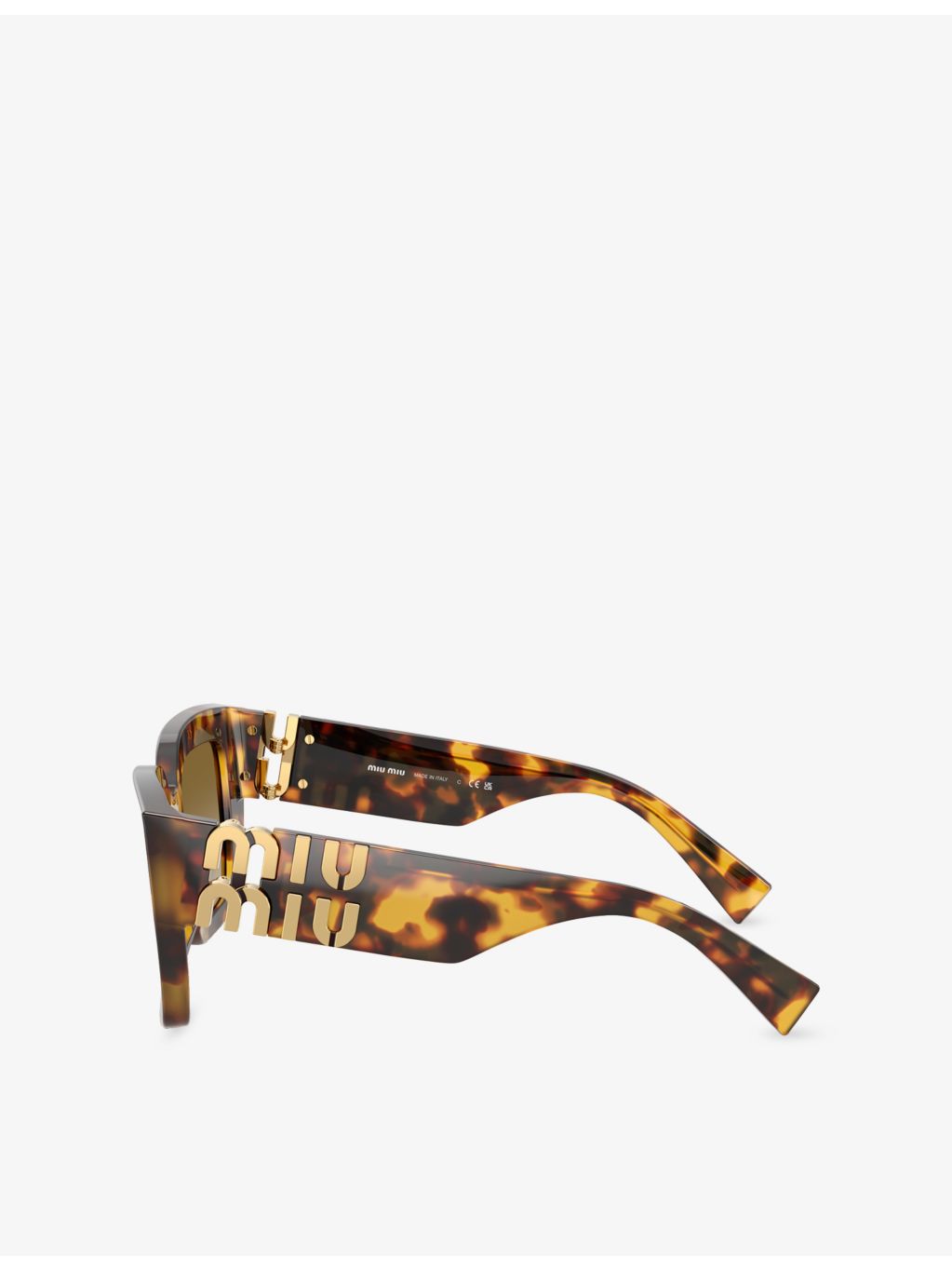 Miu Miu square-frame acetate tortoiseshell sunglasses, imported from the UK