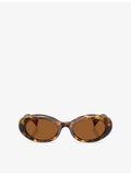 Miu Miu oval-frame acetate sunglasses in tortoiseshell - British product