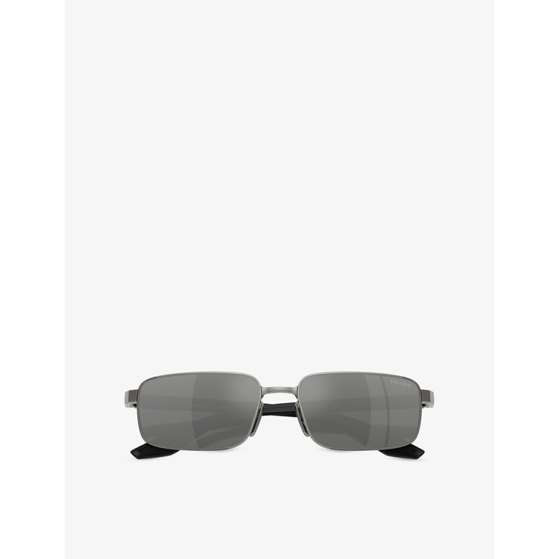Prada Linea Rossa rectangular-frame metal sunglasses (British brand)