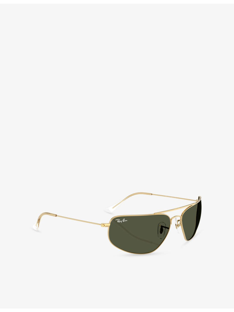 Ray-Ban RB3780 rectangle metal sunglasses with gold-tone hardware, UK version