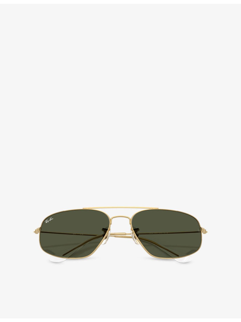 Ray-Ban RB3780 rectangle metal sunglasses with gold-tone hardware, UK version