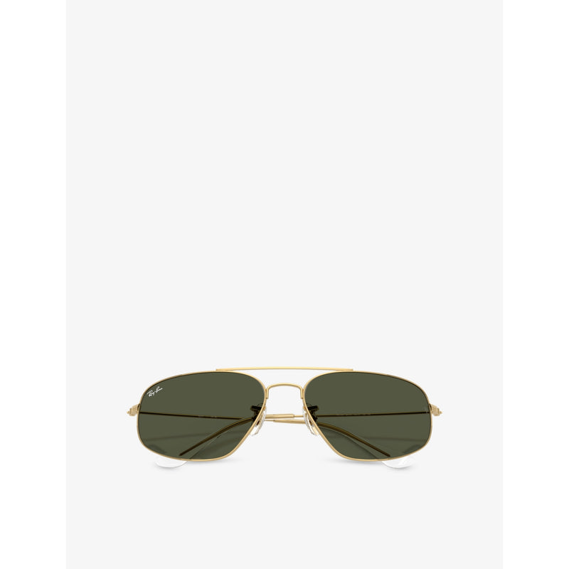 Ray-Ban RB3780 rectangle metal sunglasses with gold-tone hardware, UK version
