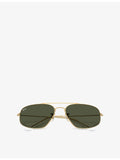 Ray-Ban RB3780 rectangle metal sunglasses with gold-tone hardware, UK version