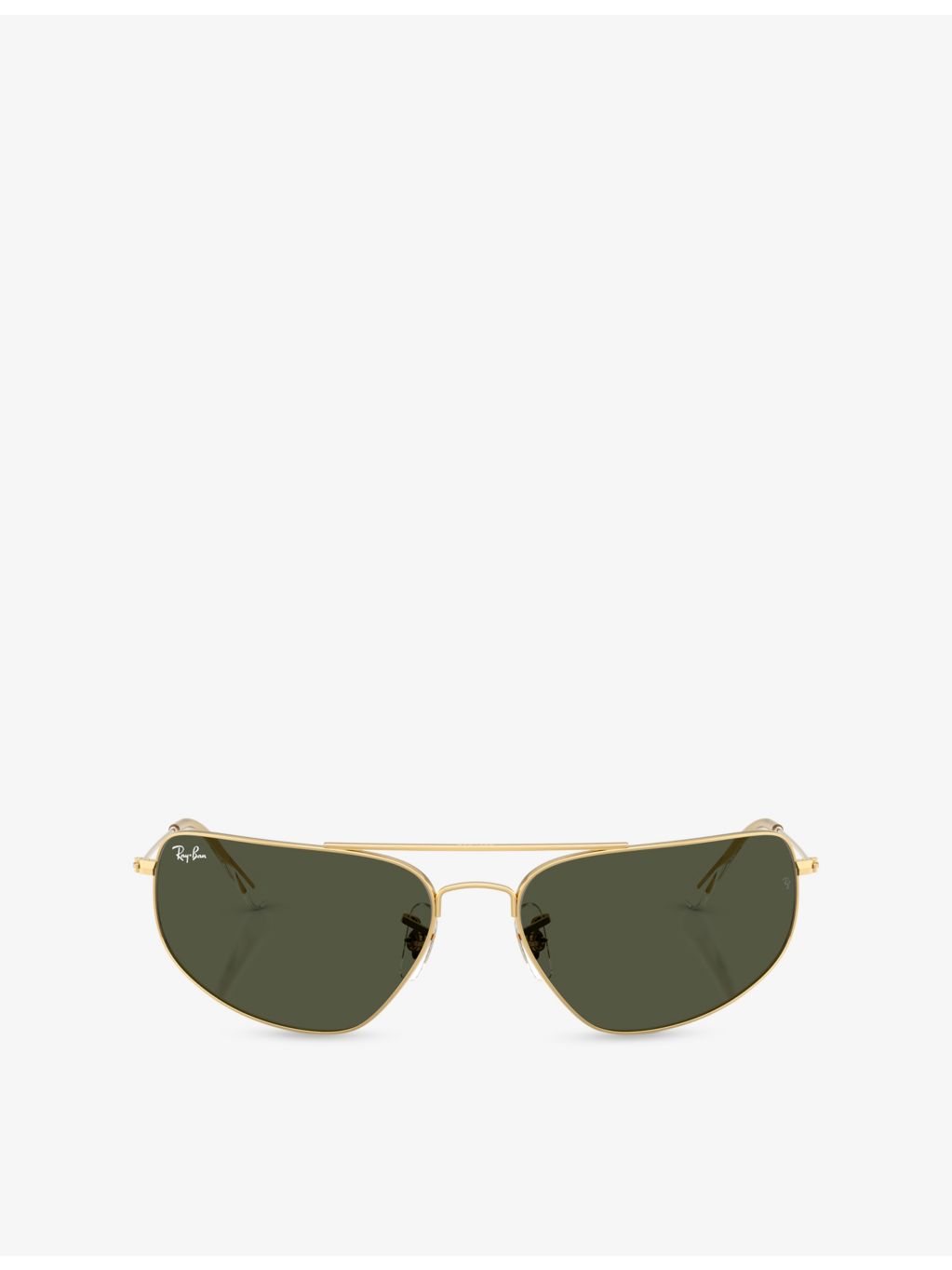 Ray-Ban RB3780 rectangle metal sunglasses with gold-tone hardware, UK version