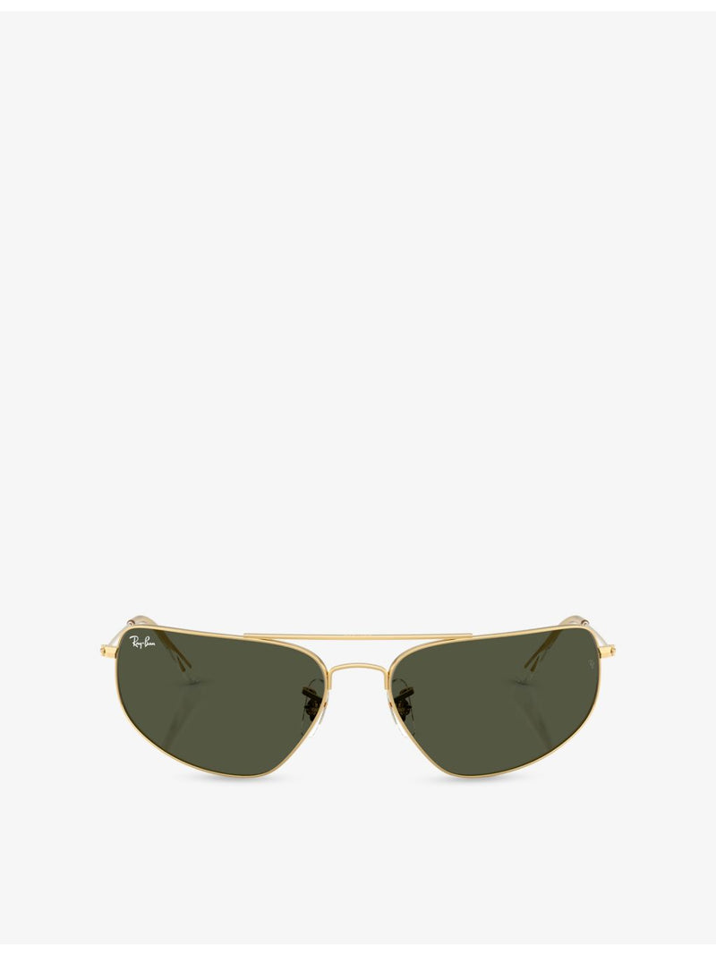 Ray-Ban RB3780 rectangle metal sunglasses with gold-tone hardware, UK version