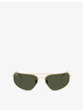 Ray-Ban RB3780 rectangle metal sunglasses with gold-tone hardware, UK version