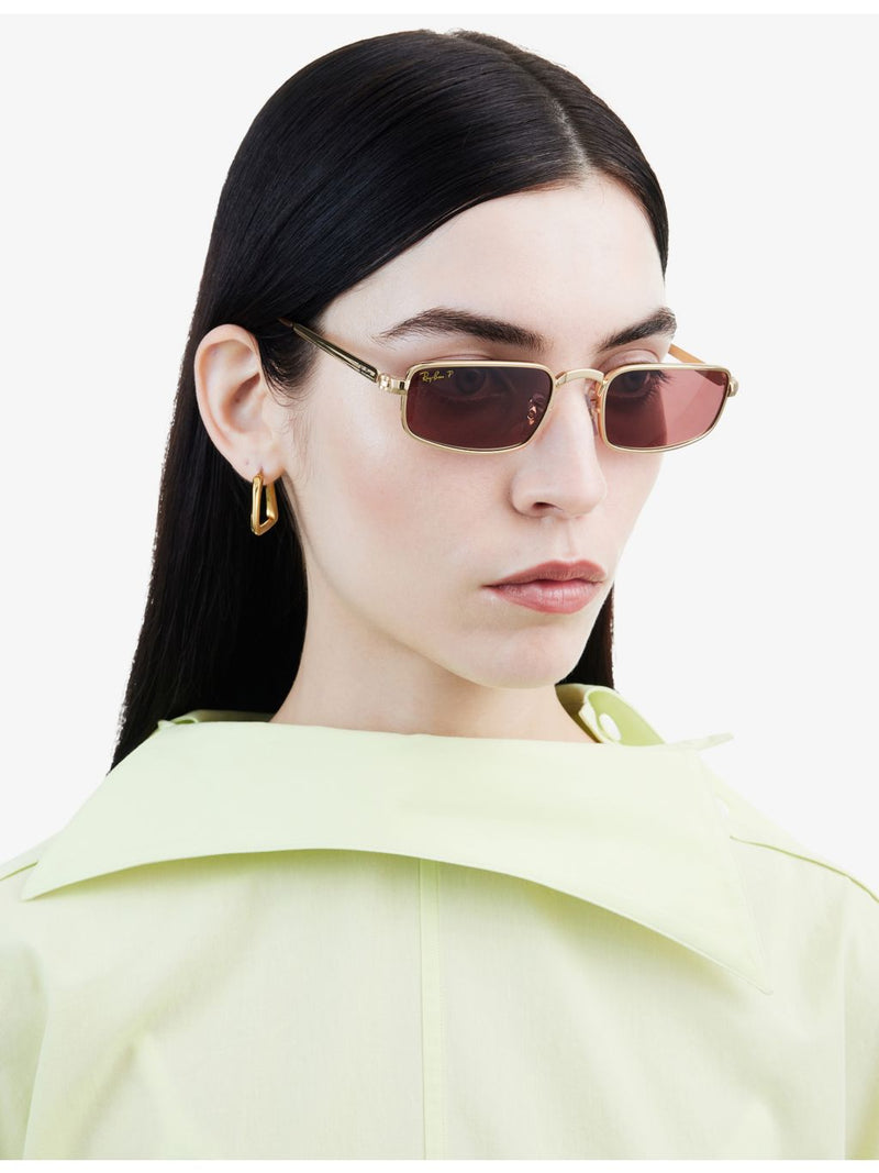 Ray-Ban rectangle-frame metal sunglasses, imported from the UK