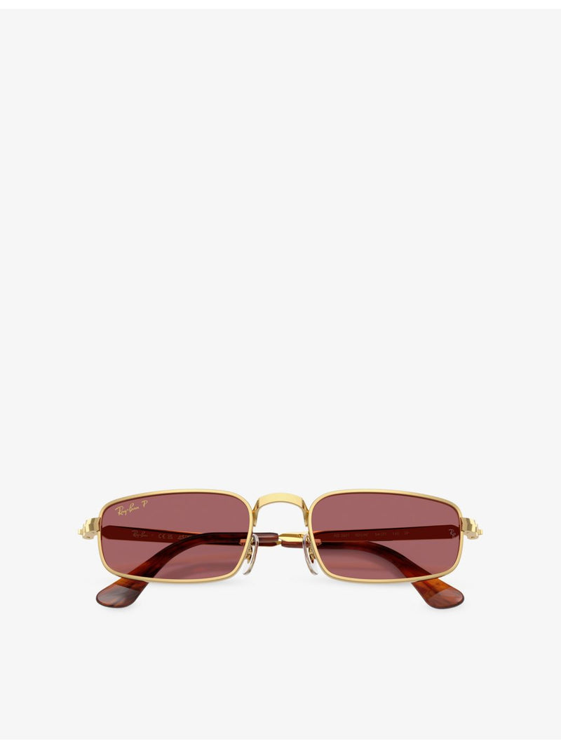 Ray-Ban rectangle-frame metal sunglasses, imported from the UK