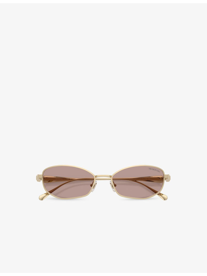 Swarovski SK7042 pillow-frame metal sunglasses with crystal temples (British brand)