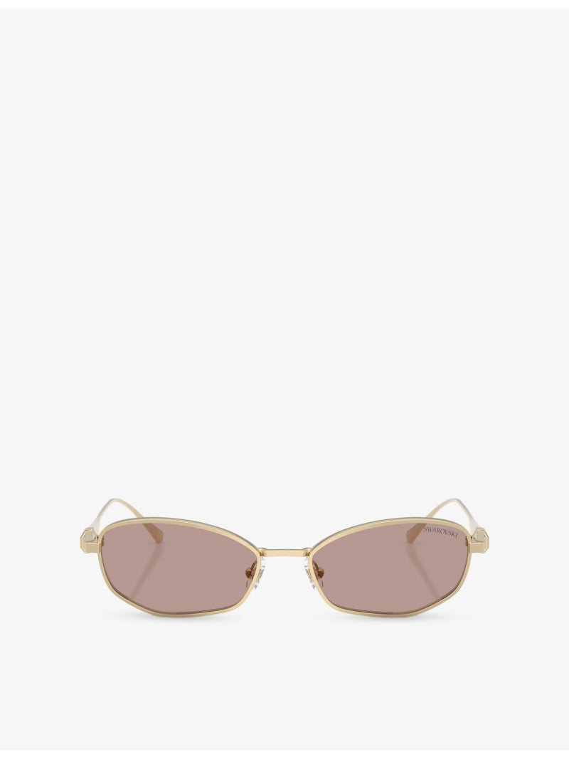 Swarovski SK7042 pillow-frame metal sunglasses with crystal temples (British brand)