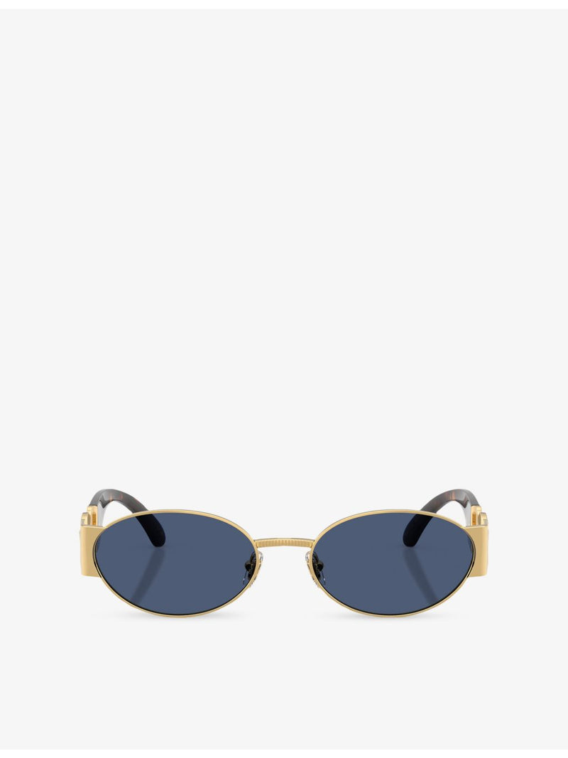 Versace VE2299 oval-frame metal sunglasses with gold-toned hardware, UK version