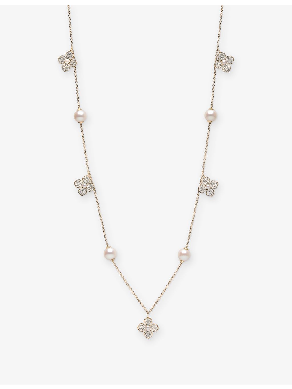 Yoko London Petal 18ct gold pearl diamond necklace - British product