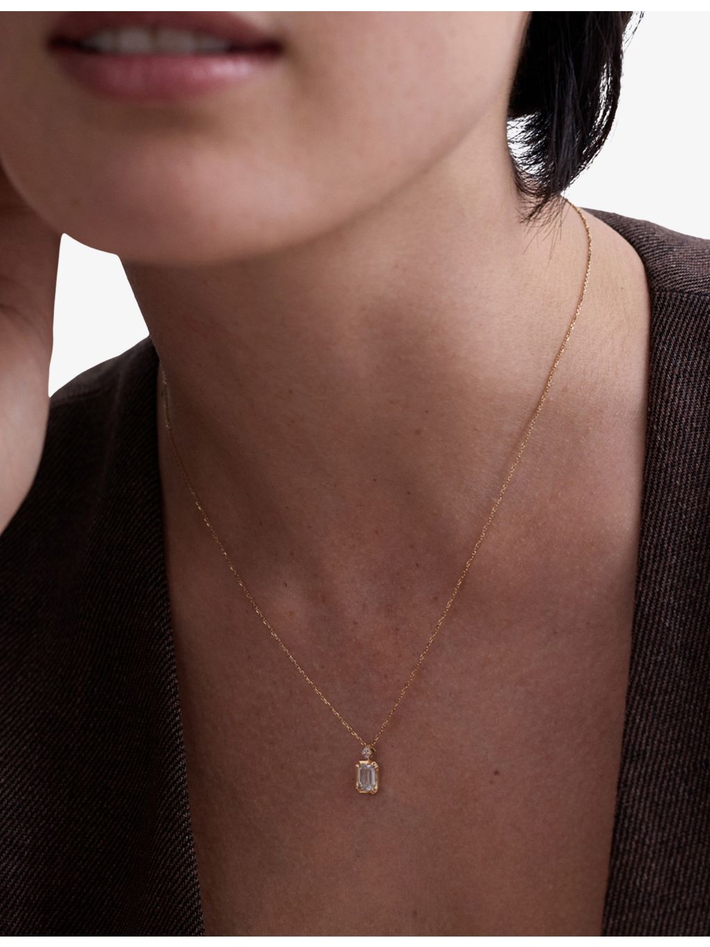 Astley Clarke 1.03ct emerald cut diamond pendant 14ct gold - British product