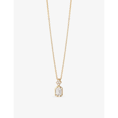 selfridges Astley Clarke Emerald Cut 0.32ct Diamond 14ct Gold Pendant Necklace- Buy online at McGrocer