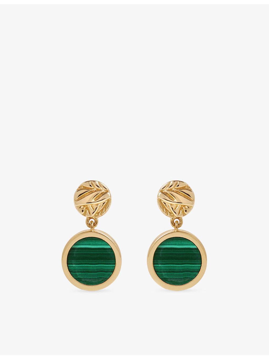 Astley Clarke gold plated malachite drop earrings 1.8cm, UK version