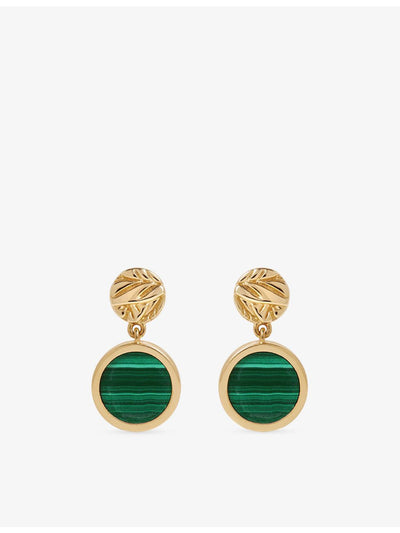 selfridges Astley Clarke Terra 18ct Yellow Gold Plated Sterling Silver Malachite Drop Earrings- Buy online at McGrocer