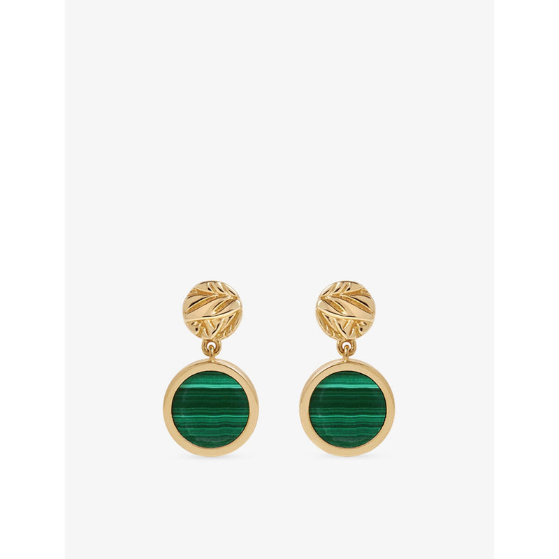 Astley Clarke malachite drop earrings 18ct gold-plated sterling silver, UK version