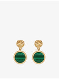 Astley Clarke gold plated malachite drop earrings 1.8cm, UK version