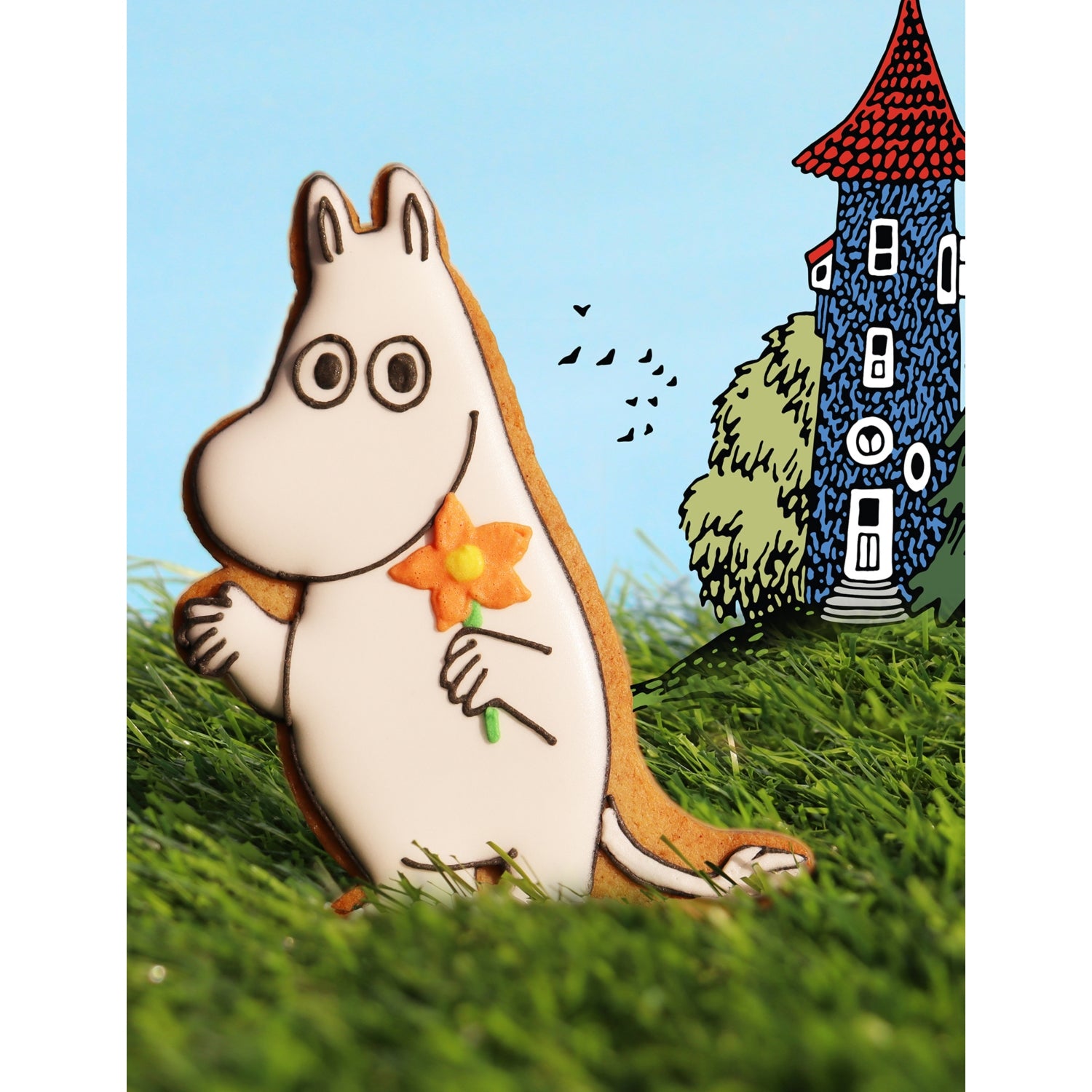 Biscuiteers Moomin flower iced gingerbread biscuit 10g - British product