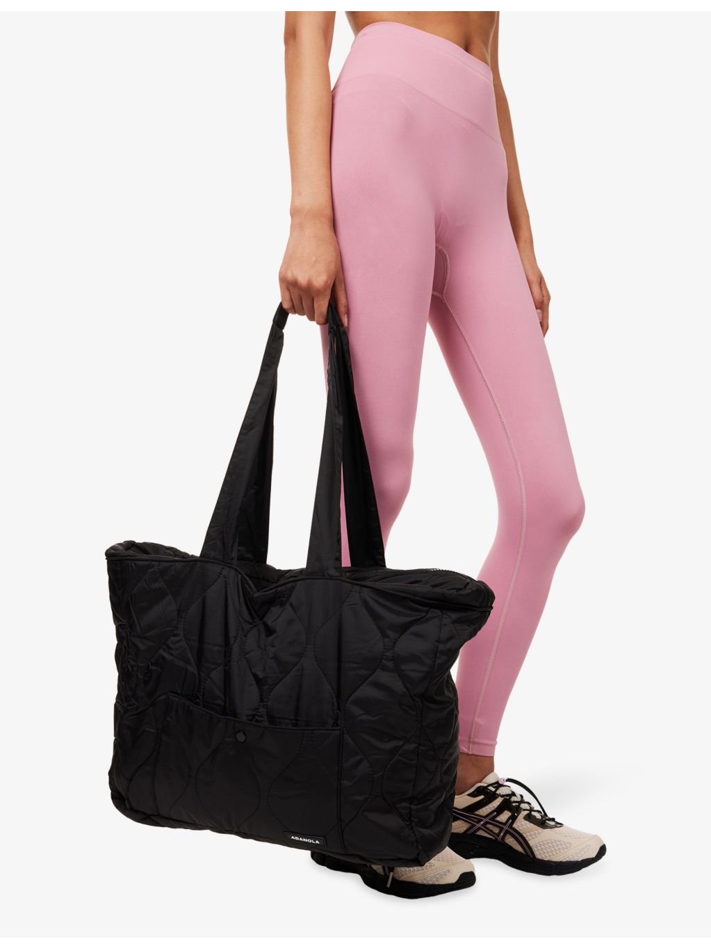 Adanola quilted tote bag with logo patch, imported from the UK