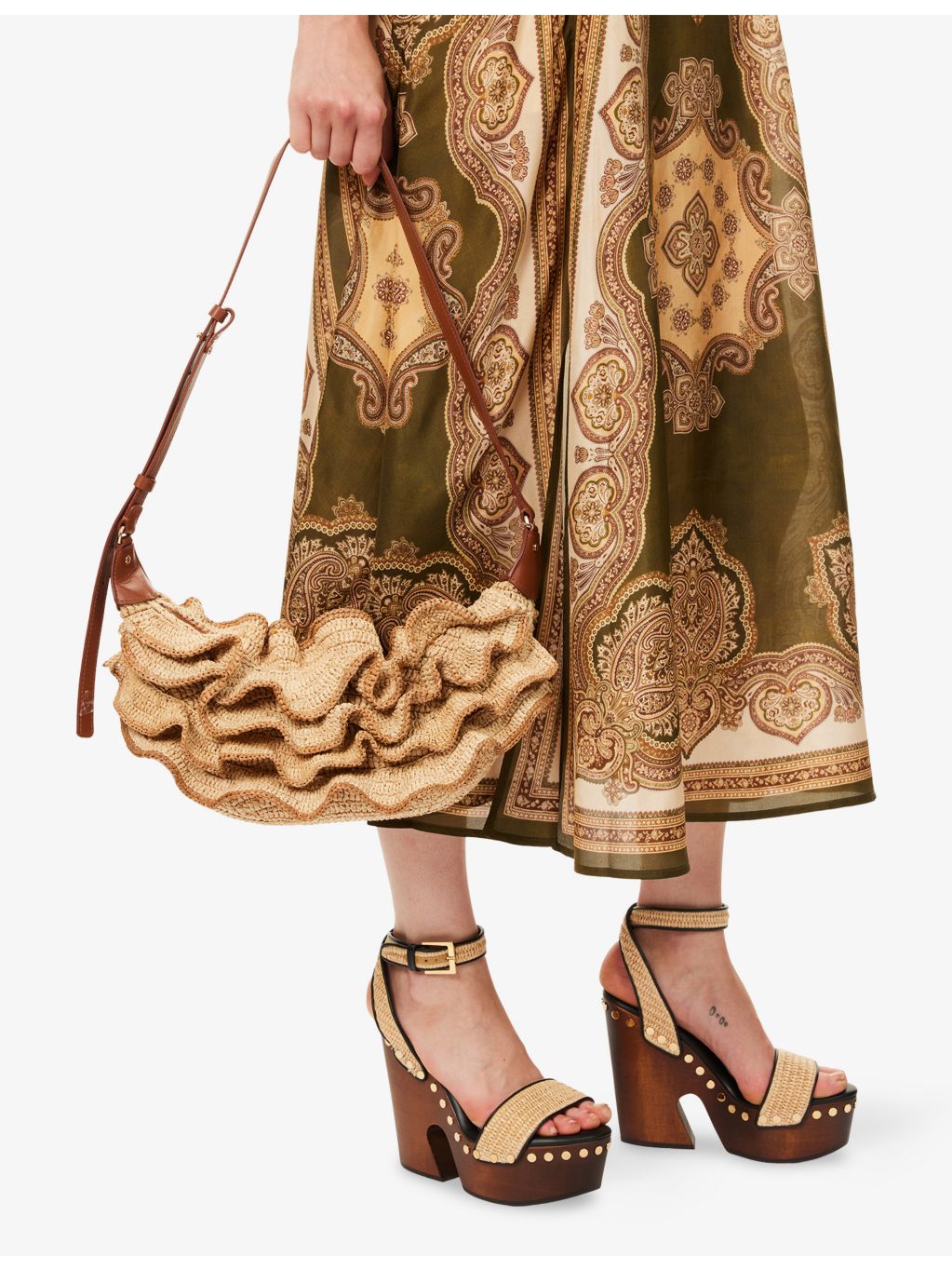 Zimmermann Goldentime raffia shoulder bag, imported from the UK