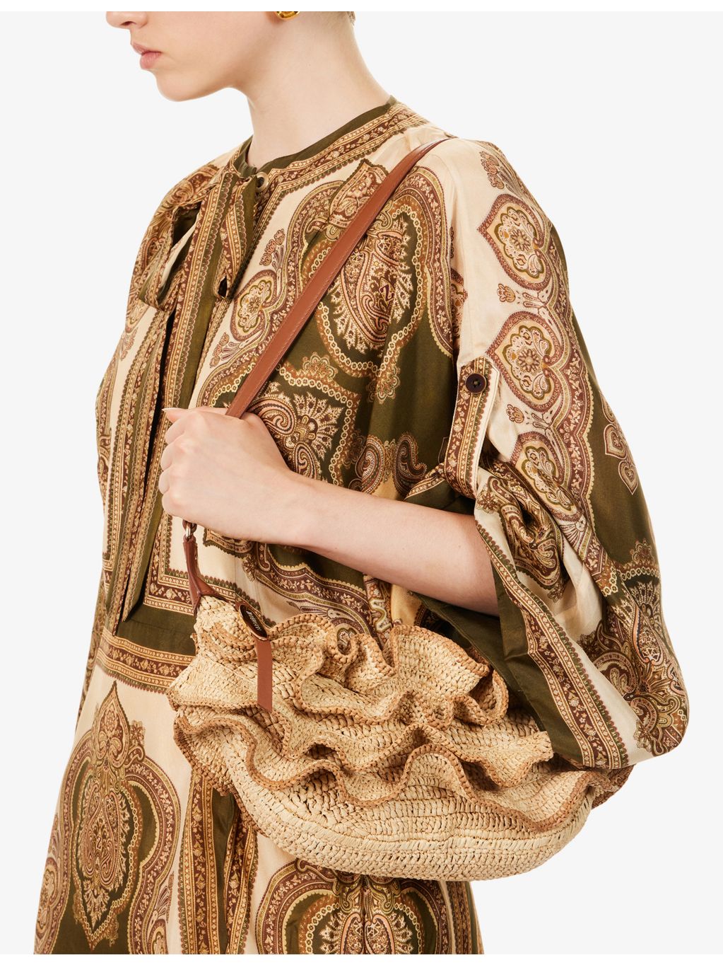 Zimmermann Goldentime raffia shoulder bag, imported from the UK